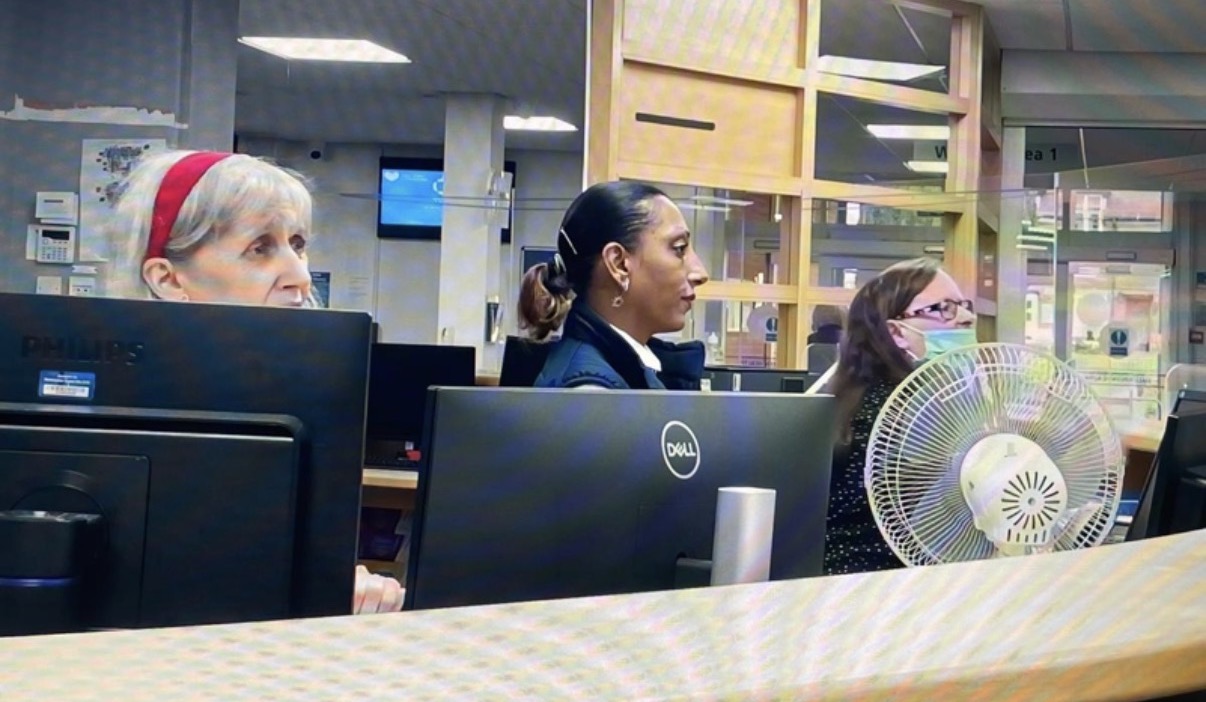 Some of the SNSG helpdesk staff on duty at an NHS medical facility in Birmingham, West Midlands.